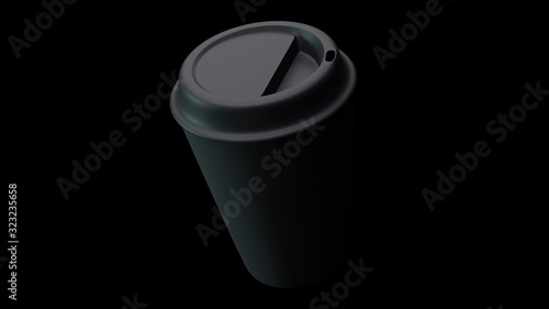 3D illustration of plastic takeaway coffee cup or tea cup on clean background