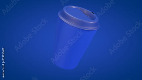 3D illustration of plastic takeaway coffee cup or tea cup on clean background