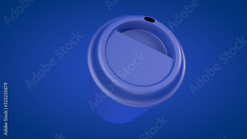 3D illustration of plastic takeaway coffee cup or tea cup on clean background