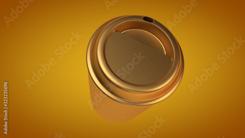 3D illustration of plastic takeaway coffee cup or tea cup on clean background