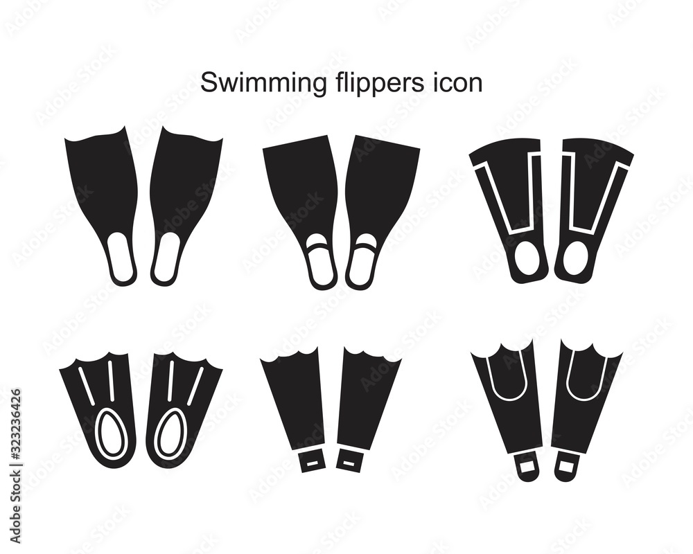 Swimming flippers icon template black color editable. Swimming flippers