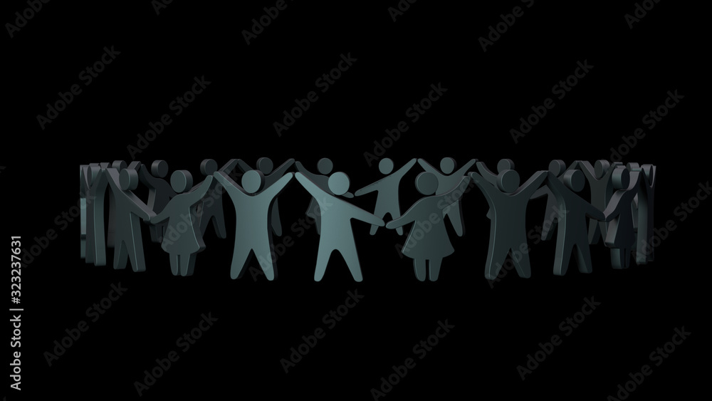 3D illustration of symbol friends or social relationship on clean background 3D illustration of symbol friends or social relationship on clean background