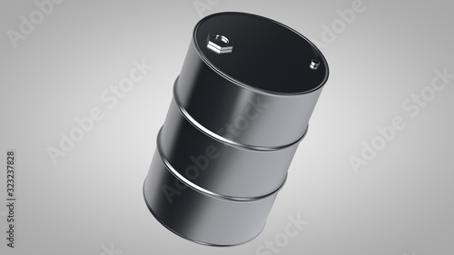 3D illustration of oil barrel on clean background