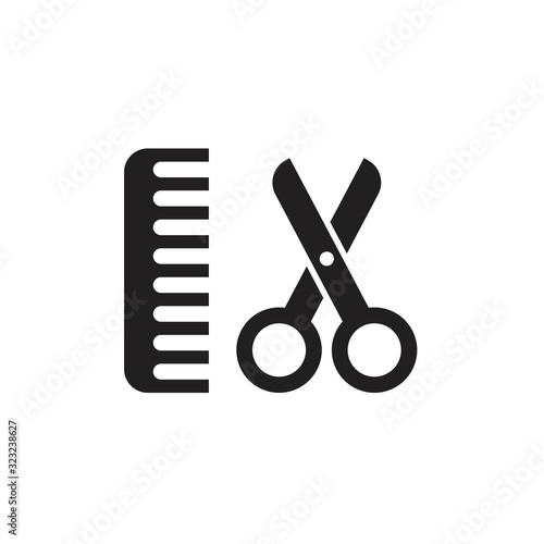 Comb and scissors icon template black color editable. Comb and scissors icon symbol Flat vector illustration for graphic and web design.