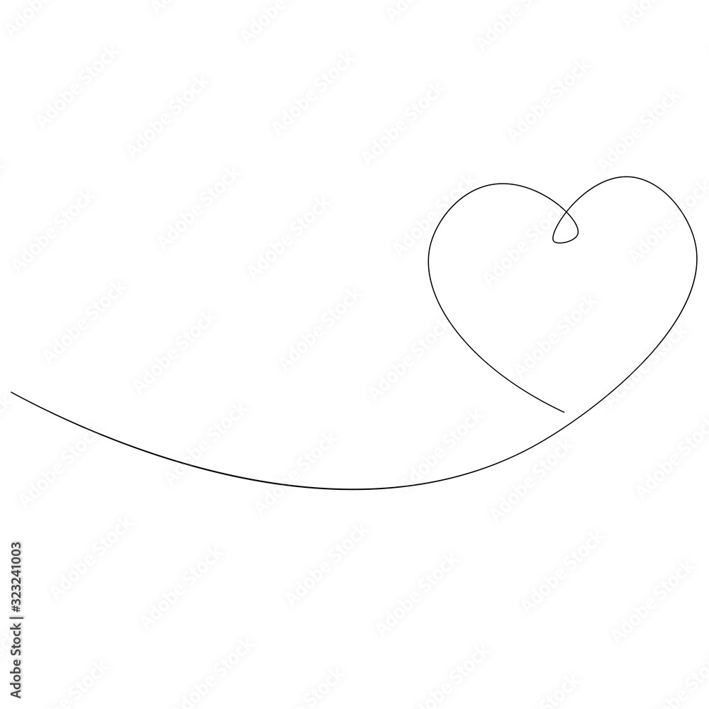 Heart one line drawn vector illustration - obrazy, fototapety, plakaty 