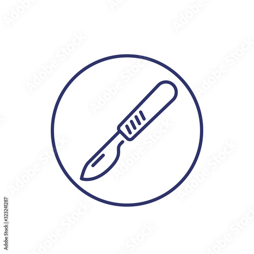 scalpel icon, surgery line vector