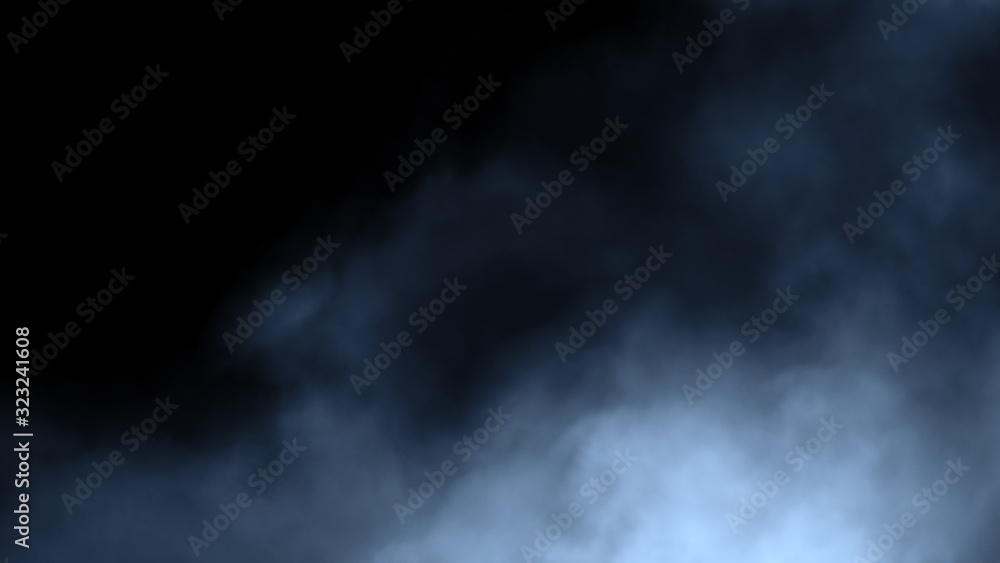 Fototapeta premium Paranormalny mistyczny dym na podłodze. Poruszenie mgła na białym tle na czarnym tle. Stockowa ilustracja.