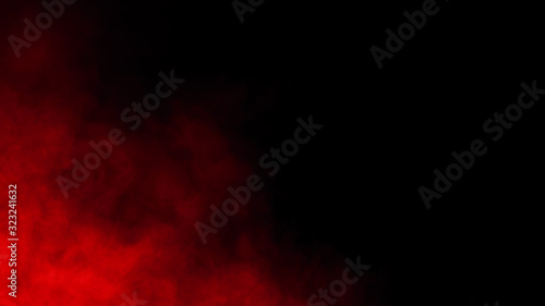 Abstract red smoke steam moves on a black background . The concept of aromatherapy. Stock illustration,
