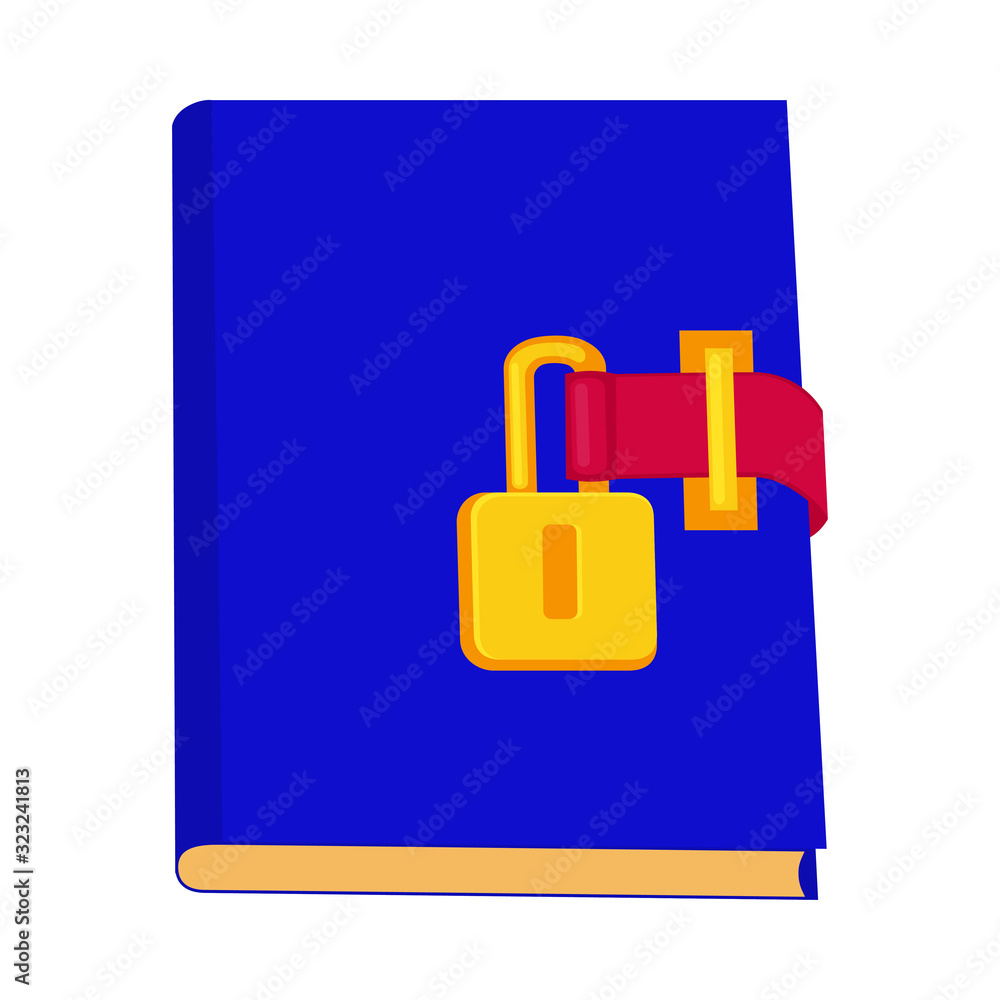 Cartoon locked blue diary Cartoon locked blue diary