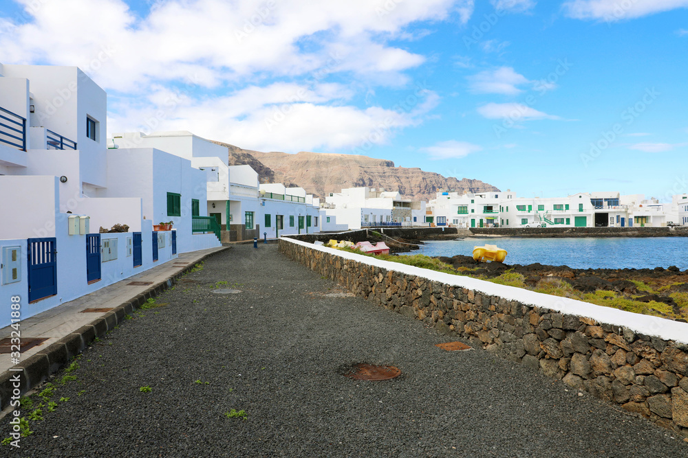 Orzola village with white houses in Lanzarote, Canary Islands, Spain