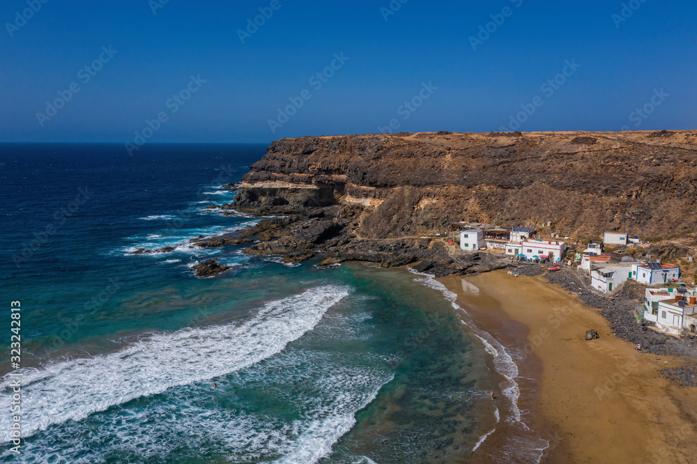 Aerial View Panorama Of Puertito de Los Malinos In Fuerteventura, Canary islands, Spain. October, 2019