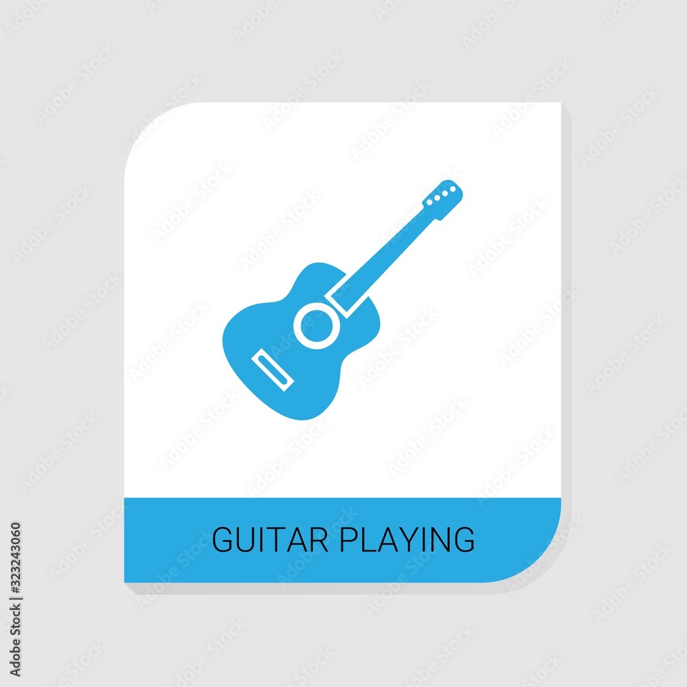 Editable filled Guitar playing icon from Hobbie icons category. Isolated vector Guitar playing sign on white background Editable filled Guitar playing icon from Hobbie icons category. Isolated vector Guitar playing sign on white background