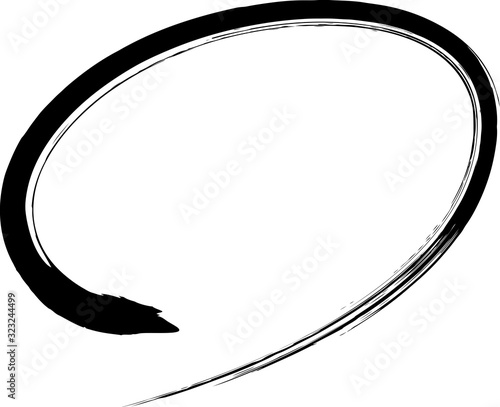 楕円　黒　筆文字
