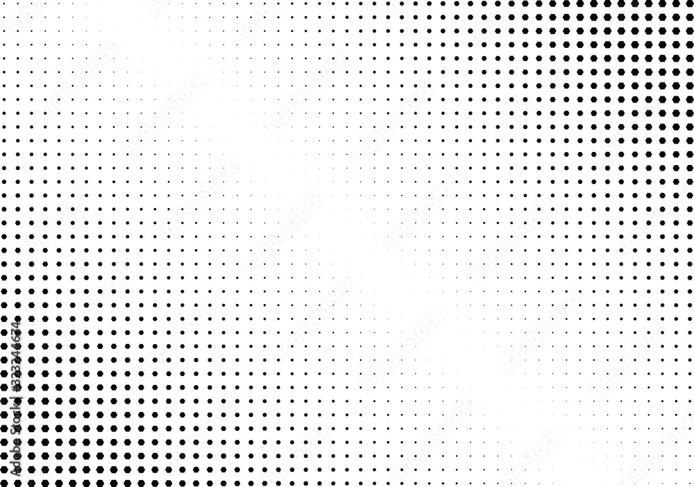 Abstract halftone dotted background. Monochrome pattern with hexagon. Vector modern futuristic texture for posters, sites, business cards, postcards, labels and stickers. Design mock-up layout. Abstract halftone dotted background. Monochrome pattern with hexagon. Vector modern futuristic texture for posters, sites, business cards, postcards, labels and stickers. Design mock-up layout.