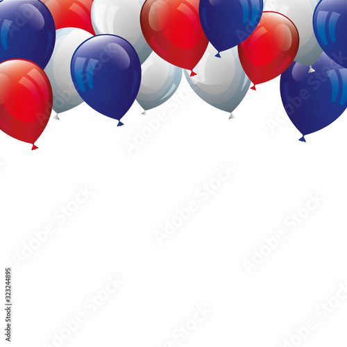balloons helium white with red and blue vector illustration design