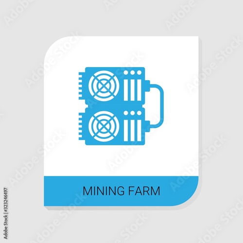 Editable filled mining farm icon from Crypto Currency icons category. Isolated vector mining farm sign on white background