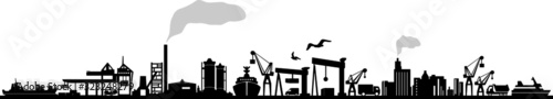 Seaport Skyline Outline Mobility Silhouette Vector