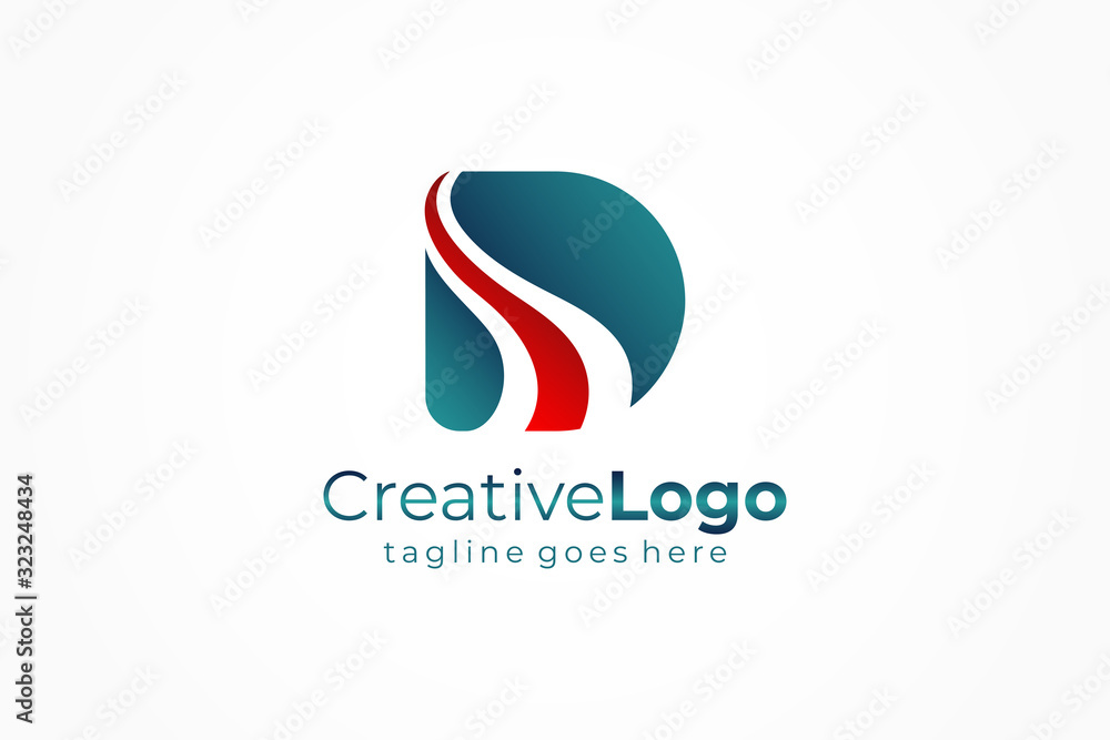 Obraz premium Abstract Wave Rounded Letter S and D Logo. Flat Vector Logo Design Template Element
