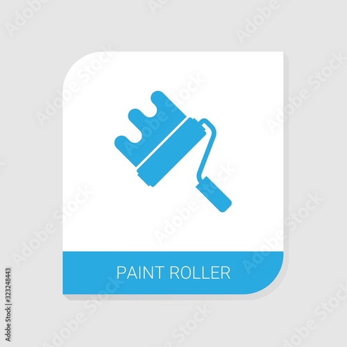 Editable filled paint roller icon from Construction icons category. Isolated vector paint roller sign on white background