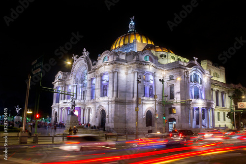 night view of Palacio de las bellas artes in Mexico City