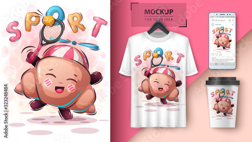 Croissant play tennis poster and merchandising