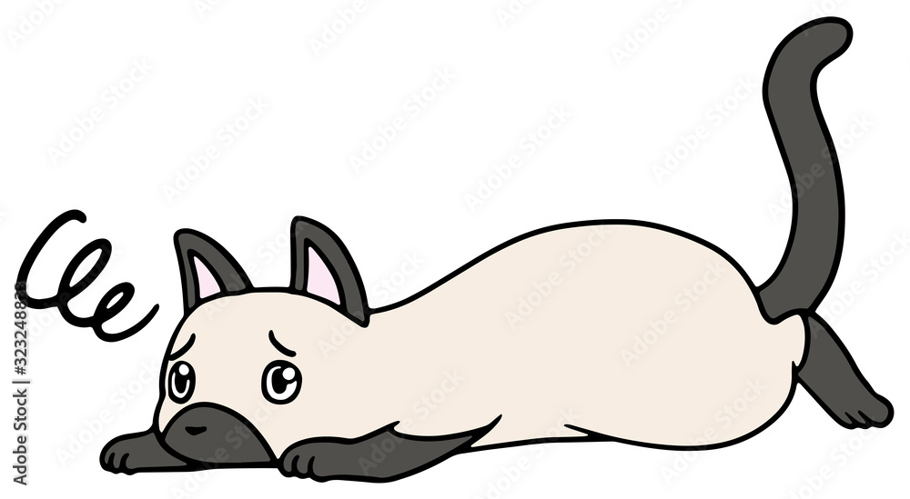 倒れた猫のイラスト シャム猫 困り顔 Stock Vector Adobe Stock 倒れた猫のイラスト シャム猫 困り顔 Stock Vector Adobe Stock