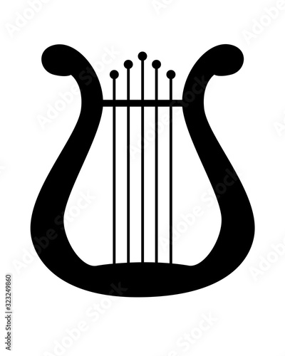 Lyra - a symbol of inspiration a musical instrument - vector silhouette for your logo. Harp - a symbol of art - an icon for a logo or a pictogram. Lyra  vector black silhouette of a string instrument