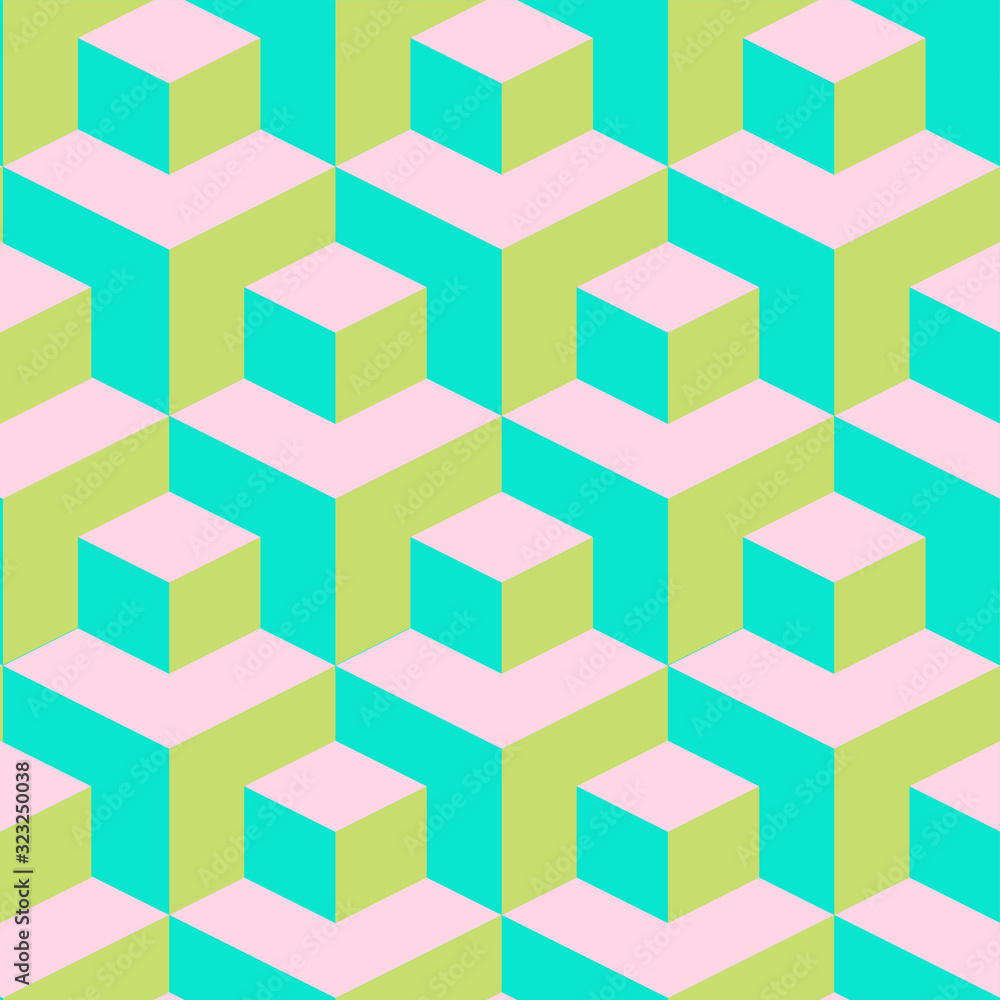 Cubes. Seamless geometric pattern. Vector image. Cubes. Seamless geometric pattern. Vector image.