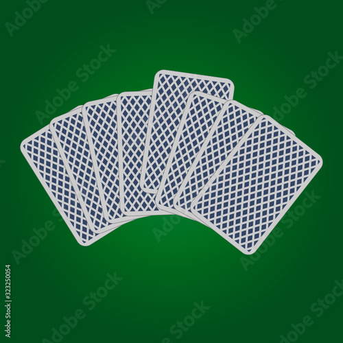 The cards on the gaming table are fan-shaped Cards are face down One of the cards is nominated / selected