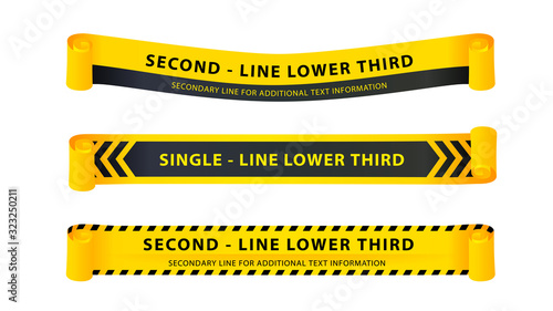 Vector  lower third or television news bar design template with ribbon theme isolated on white background