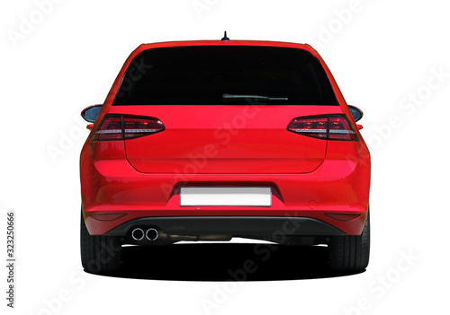 the back of a modern car on a white background photo