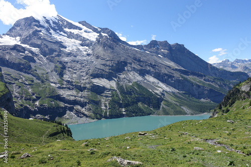Oeschinensee lake in the mountains Switserland