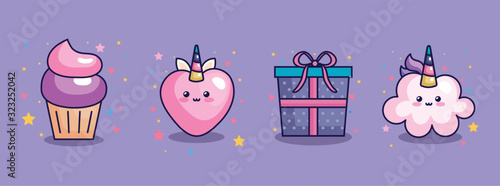 collection of cute and fantasy icons vector illustration design