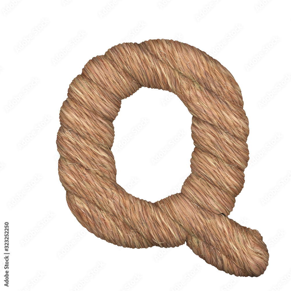 Letter stylized in the form of a rope - 3D render Letter stylized in the form of a rope - 3D render