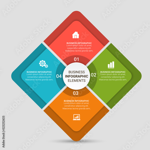 Vector elements for infographic. Template for diagram, graph, presentation and chart. Business concept with 3, 4, 5, 6 options, parts, steps or processes. Abstract background