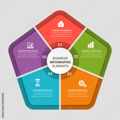 Vector elements for infographic. Template for diagram, graph, presentation and chart. Business concept with 3, 4, 5, 6 options, parts, steps or processes. Abstract background