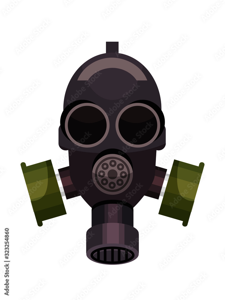 Gas respirator mask firefighter equipment on white Gas respirator mask firefighter equipment on white