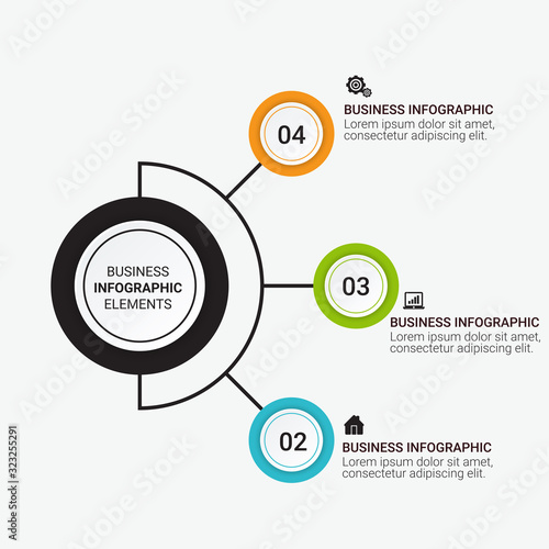  Business and other elements for infographic. Template for diagram, graph, presentation and chart. Business concept with 3, 4 and 5 options, parts, steps or processes.