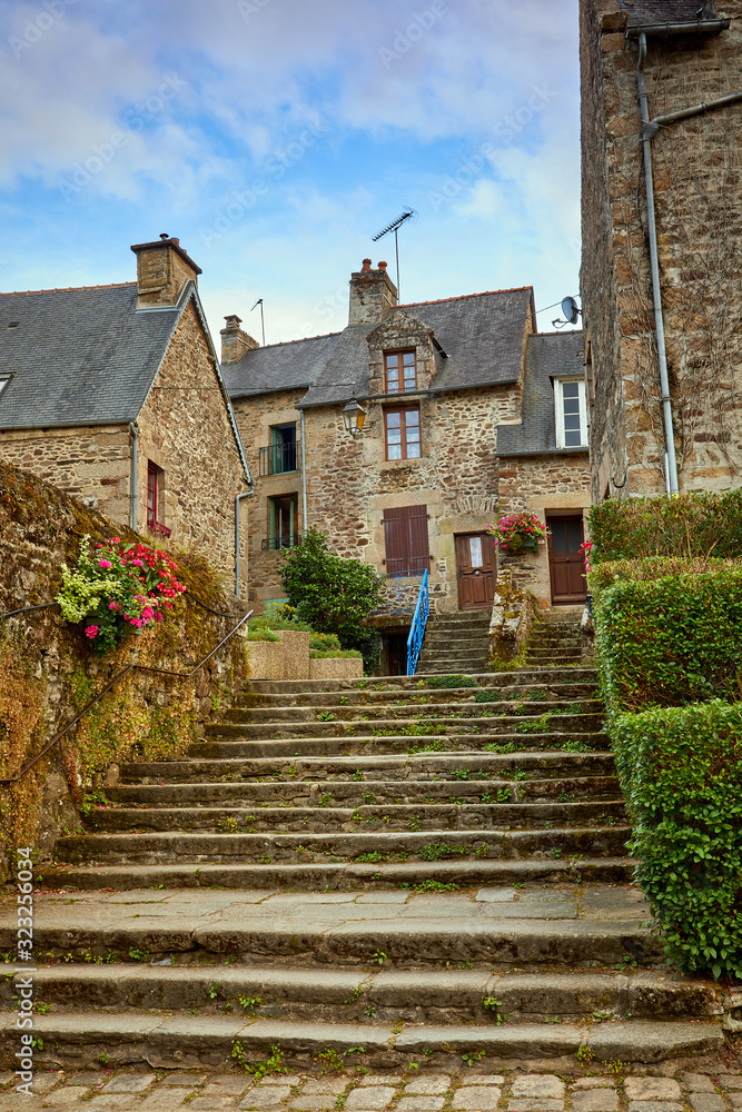 Image of stone steps at Lehon, Brittany, France