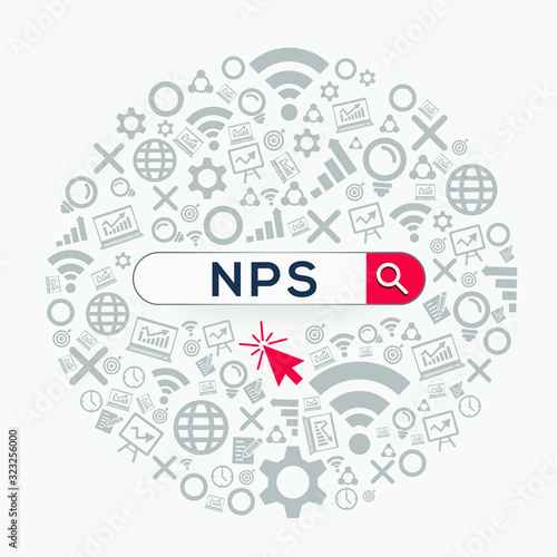 NPS mean (net promoter score) Word written in search bar,Vector illustration.