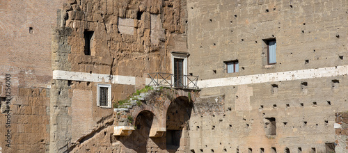 Photography ancient Roman construction, stone walls with broken staircase
