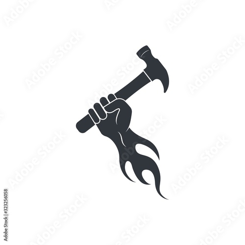 hummer in hand  icon logo vector illustration design