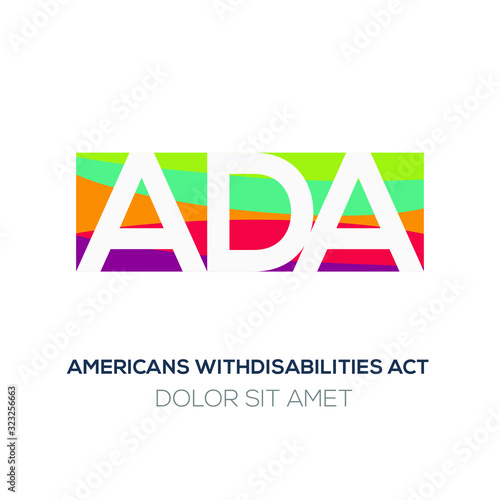 Creative colorful logo ,ADA mean (Americans with disabilities act) .