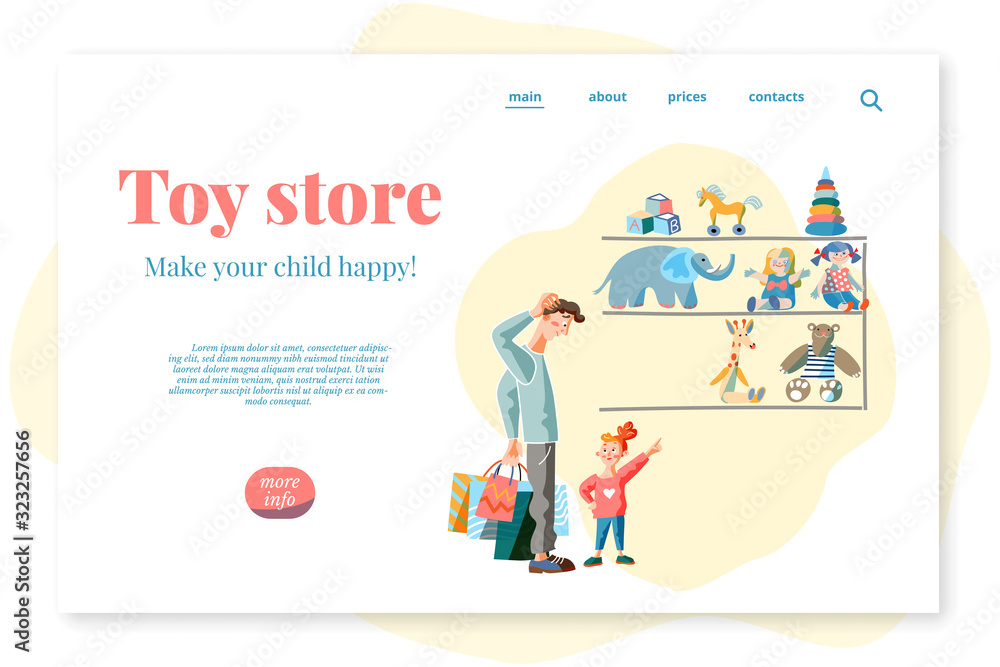 Flat landing page advertising toy store baby shop Flat landing page advertising toy store baby shop