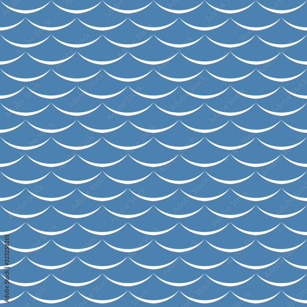 Sea waves blue and white seamless pattern background. Fish scales texture. Sea waves blue and white seamless pattern background. Fish scales texture.