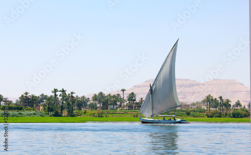 A Boat Sailing on the Nile River in Egypt, Luxor Travel