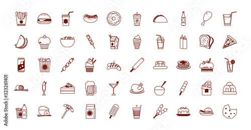 Isolated food line style icon set vector design