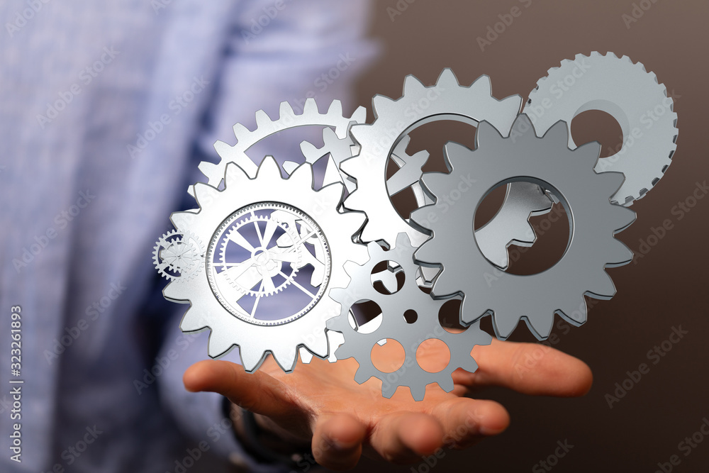 Business, Internet and technology concept. Business select gear icon on virtual screen. Business, Internet and technology concept. Business select gear icon on virtual screen.
