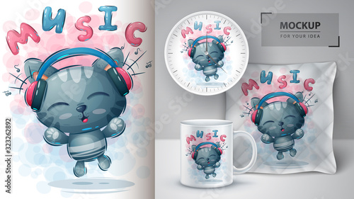 Music cat poster and merchandising