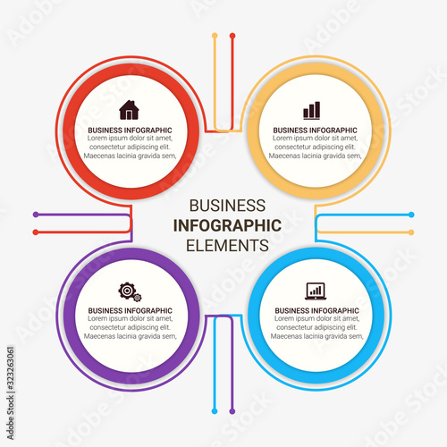 Modern vector infographic template, diagram, graph, presentation. Business concept with 3, 4, 5, 6 options and arrows. For content, flowchart, timeline, workflow, marketing
